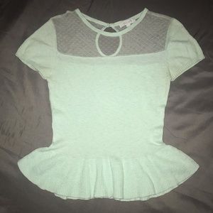 Peplum Top with Lace Box Neckline